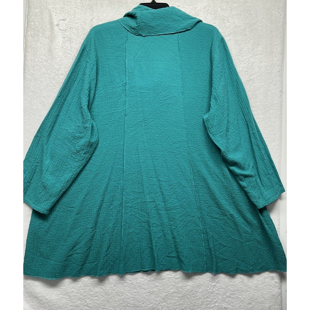 Ali Miles Womens Size 2X? Teal Green 3/4 Sleeve Cowl Neck Blouse Top (L2) - Picture 4 of 5